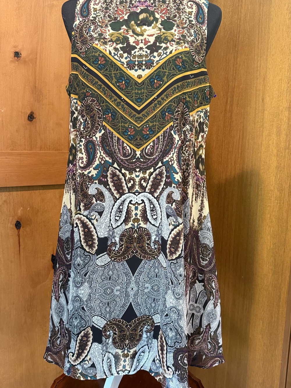 Taylor Sleeveless Paisley Print Mini Dress - Cream, Olive, Teal, Burgundy